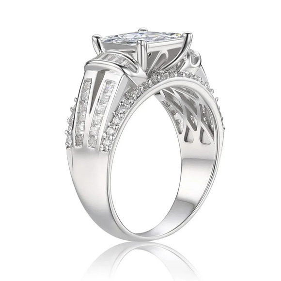 ▶Gorgeous Square CZ Princess Cut Trendy Engagement/Wedding Ring K989